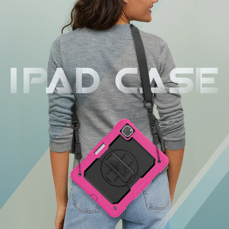 For iPad Pro 11 inch (2018) / Pro 11 inch (2020) Shockproof Colorful Silica Gel + PC Protective Tablet Case with Holder & Shoulder Strap & Hand Strap & Pen Slot(Rose Red) - iPad Pro 11 (2020) Cases by buy2fix | Online Shopping UK | buy2fix