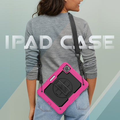 For iPad Pro 11 inch (2018) / Pro 11 inch (2020) Shockproof Colorful Silica Gel + PC Protective Tablet Case with Holder & Shoulder Strap & Hand Strap & Pen Slot(Rose Red) - iPad Pro 11 (2020) Cases by buy2fix | Online Shopping UK | buy2fix