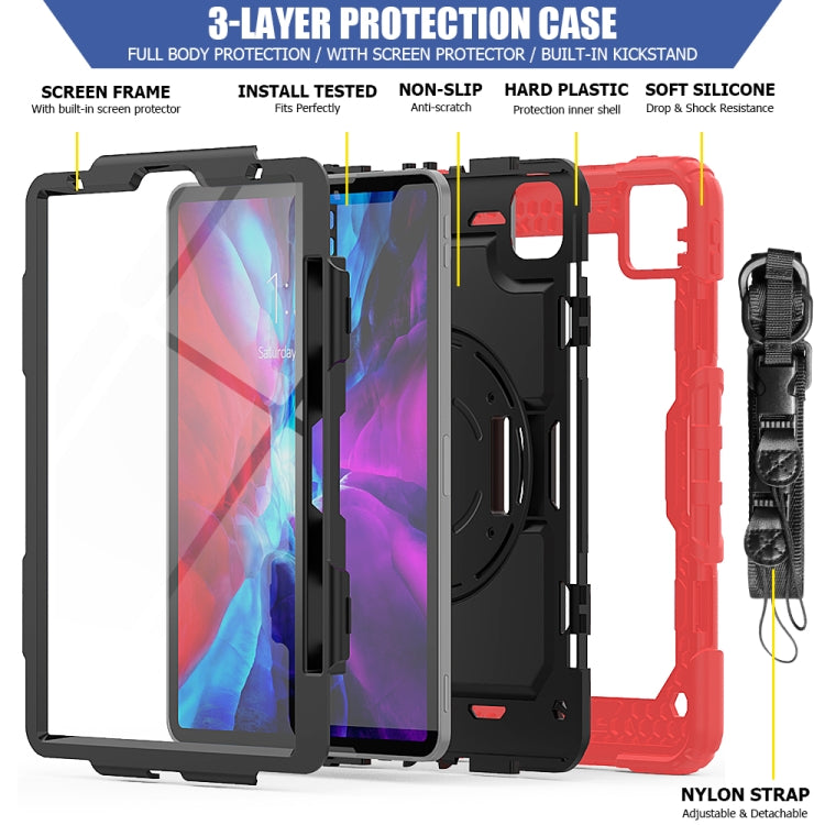 For iPad Pro 11 inch (2018) / Pro 11 inch (2020) Shockproof Colorful Silica Gel + PC Protective Tablet Case with Holder & Shoulder Strap & Hand Strap & Pen Slot(Red) - iPad Pro 11 (2020) Cases by buy2fix | Online Shopping UK | buy2fix