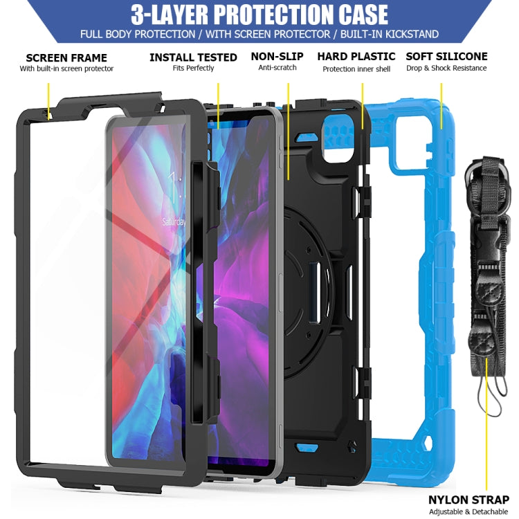 For iPad Pro 11 inch (2018) / Pro 11 inch (2020) Shockproof Colorful Silica Gel + PC Protective Tablet Case with Holder & Shoulder Strap & Hand Strap & Pen Slot(Baby Blue) - iPad Pro 11 (2020) Cases by buy2fix | Online Shopping UK | buy2fix