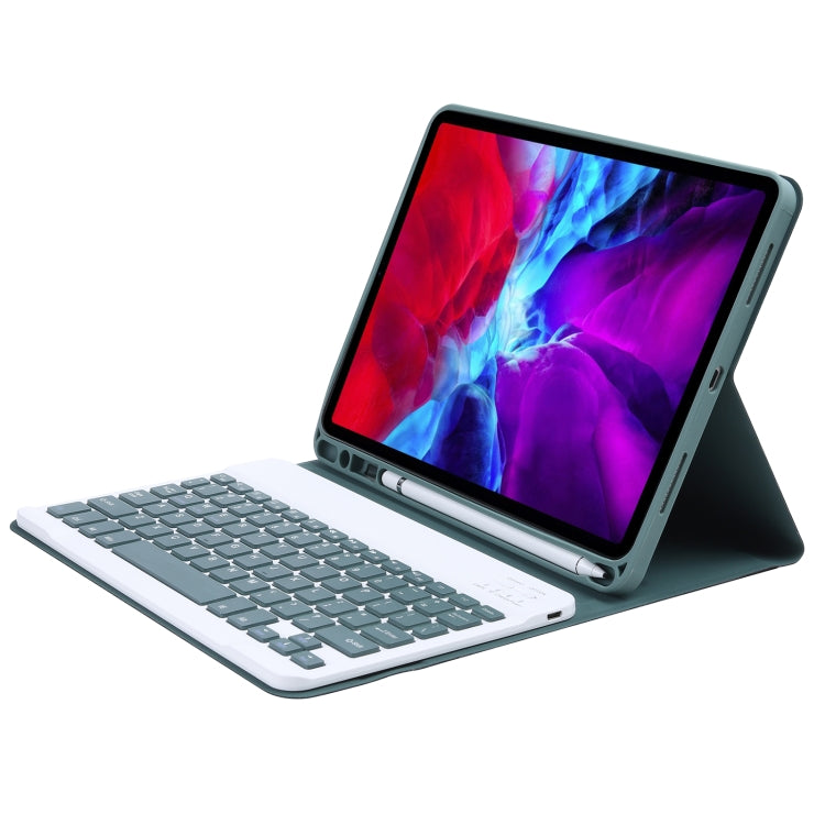 C-11B Detachable Candy Color Bluetooth Keyboard Leather Tablet Case with Pen Slot & Holder for iPad Pro 11 2022 / 2021 / Air 5 / Air 4 (Dark Green) - For iPad Pro by buy2fix | Online Shopping UK | buy2fix
