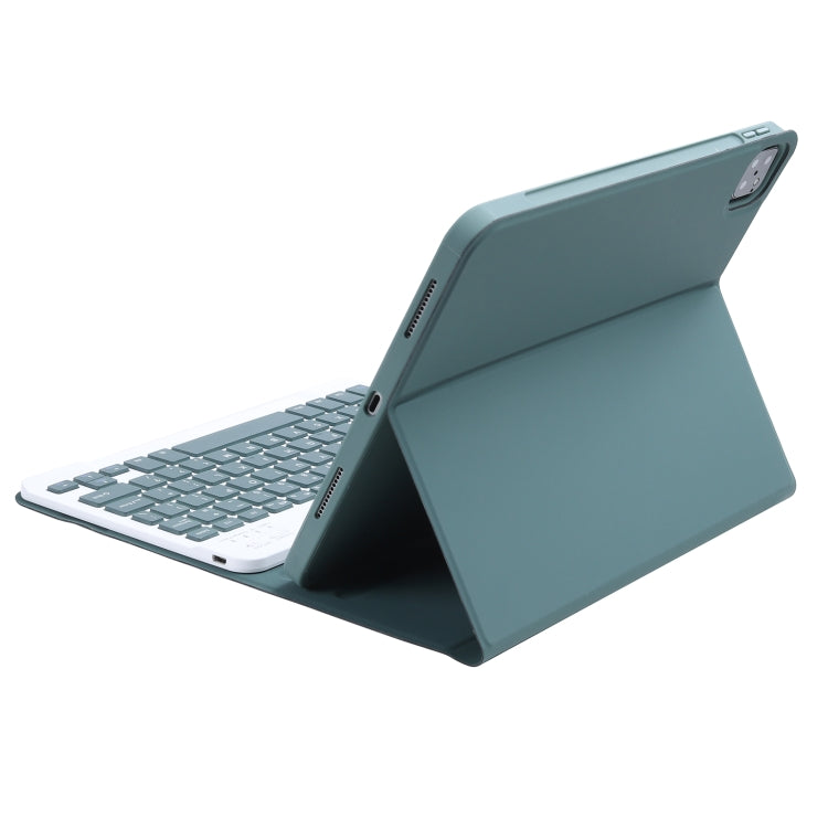 C-11B Detachable Candy Color Bluetooth Keyboard Leather Tablet Case with Pen Slot & Holder for iPad Pro 11 2022 / 2021 / Air 5 / Air 4 (Dark Green) - For iPad Pro by buy2fix | Online Shopping UK | buy2fix