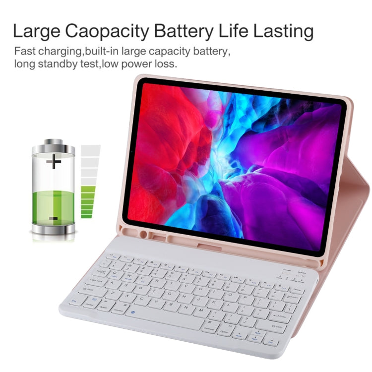 TG11B Detachable Bluetooth White Keyboard + Microfiber Leather Tablet Case for iPad Pro 11 inch (2020), with Pen Slot & Holder (Pink) - For iPad Pro by buy2fix | Online Shopping UK | buy2fix