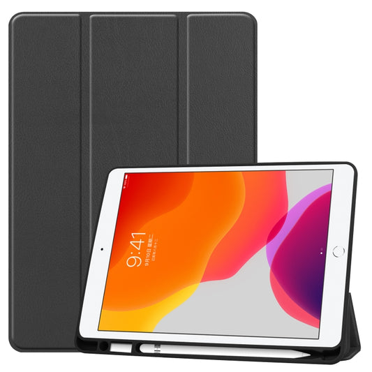 For iPad 10.2 2021 / 2020 / 2019 Custer Texture Horizontal Flip Smart TPU Leather Case with Sleep / Wake-up Function & Three-folding Holder & Pen Slot(Black) - iPad 10.2 Cases by buy2fix | Online Shopping UK | buy2fix