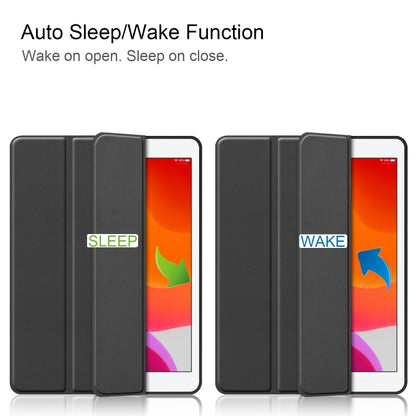 For iPad 10.2 2021 / 2020 / 2019 Custer Texture Horizontal Flip Smart TPU Leather Case with Sleep / Wake-up Function & Three-folding Holder & Pen Slot(Black) - iPad 10.2 Cases by buy2fix | Online Shopping UK | buy2fix