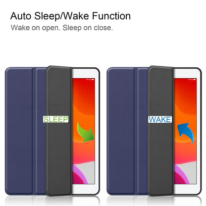 For iPad 10.2 2021 / 2020 / 2019 Custer Texture Horizontal Flip Smart TPU Leather Case with Sleep / Wake-up Function & Three-folding Holder & Pen Slot(Dark Blue) - iPad 10.2 Cases by buy2fix | Online Shopping UK | buy2fix