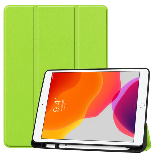 For iPad 10.2 2021 / 2020 / 2019 Custer Texture Horizontal Flip Smart TPU Leather Case with Sleep / Wake-up Function & Three-folding Holder & Pen Slot(Green) - iPad 10.2 Cases by buy2fix | Online Shopping UK | buy2fix