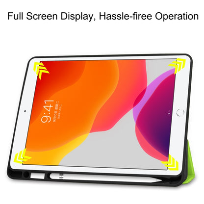 For iPad 10.2 2021 / 2020 / 2019 Custer Texture Horizontal Flip Smart TPU Leather Case with Sleep / Wake-up Function & Three-folding Holder & Pen Slot(Green) - iPad 10.2 Cases by buy2fix | Online Shopping UK | buy2fix