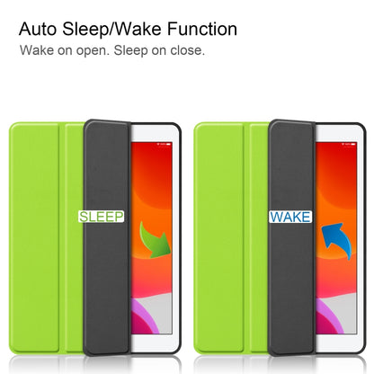 For iPad 10.2 2021 / 2020 / 2019 Custer Texture Horizontal Flip Smart TPU Leather Case with Sleep / Wake-up Function & Three-folding Holder & Pen Slot(Green) - iPad 10.2 Cases by buy2fix | Online Shopping UK | buy2fix