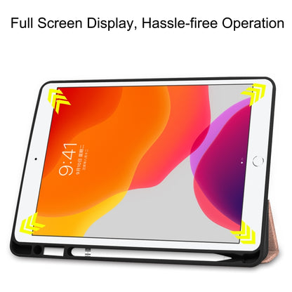 For iPad 10.2 2021 / 2020 / 2019 Custer Texture Horizontal Flip Smart TPU Leather Case with Sleep / Wake-up Function & Three-folding Holder & Pen Slot(Rose Gold) - iPad 10.2 Cases by buy2fix | Online Shopping UK | buy2fix