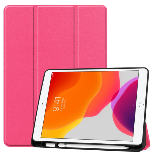 For iPad 10.2 2021 / 2020 / 2019 Custer Texture Horizontal Flip Smart TPU Leather Case with Sleep / Wake-up Function & Three-folding Holder & Pen Slot(Rose Red) - iPad 10.2 Cases by buy2fix | Online Shopping UK | buy2fix