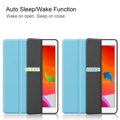 For iPad 10.2 2021 / 2020 / 2019 Custer Texture Horizontal Flip Smart TPU Leather Case with Sleep / Wake-up Function & Three-folding Holder & Pen Slot(Sky Blue) - iPad 10.2 Cases by buy2fix | Online Shopping UK | buy2fix