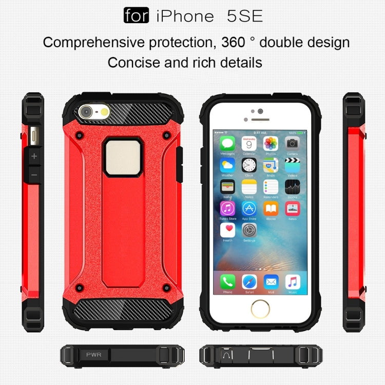 Tough Armor TPU + PC Combination Case for iPhone SE & 5 & 5s(Red) by buy2fix