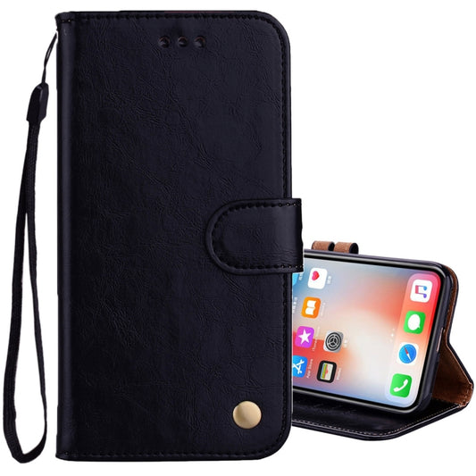 For iPhone X / XS Business Style Oil Wax Texture Horizontal Flip Leather Case with Holder & Card Slots & Wallet (Black) by buy2fix