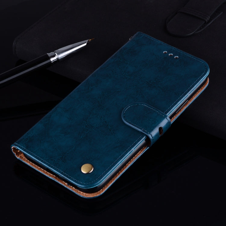 For iPhone X / XS Business Style Oil Wax Texture Horizontal Flip Leather Case with Holder & Card Slots & Wallet (Blue) by buy2fix