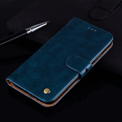 For iPhone X / XS Business Style Oil Wax Texture Horizontal Flip Leather Case with Holder & Card Slots & Wallet (Blue) by buy2fix