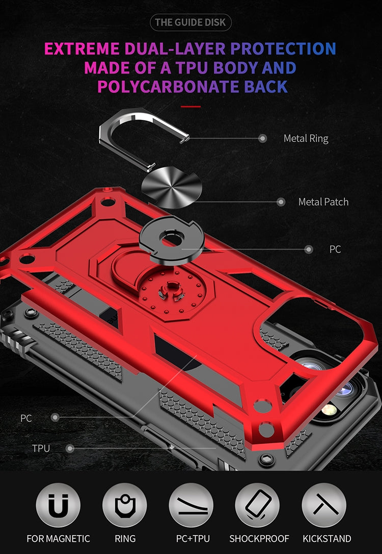 Armor Shockproof TPU + PC Protective Case for iPhone 11 Pro, with 360 Degree Rotation Holder(Red) by buy2fix