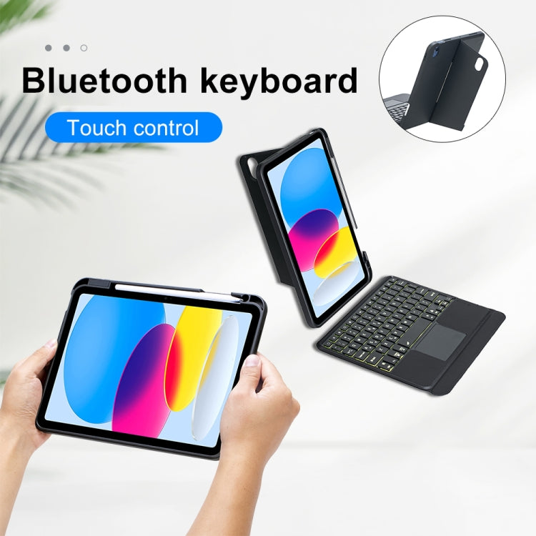 T10-AS For iPad 11 2025 / 10th Gen 10.9 2022 Touch Backlight Split Type Bluetooth Keyboard Leather Case - Universal by buy2fix | Online Shopping UK | buy2fix