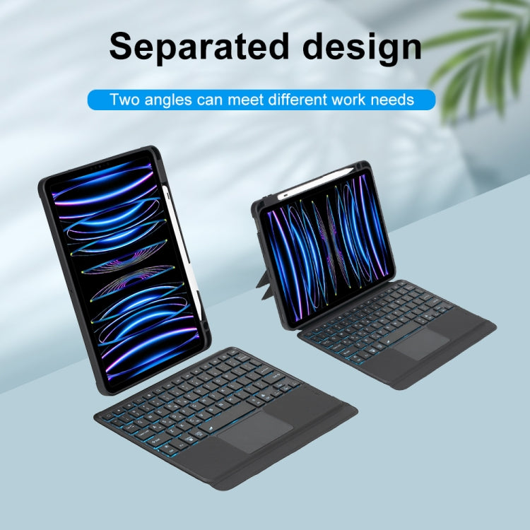 T11-AS For iPad Air 11 2025 / Air 5 / 4 10.9 / Pro 11 2022&2021&2020&2018 Touch Backlight Split Type Bluetooth Keyboard Leather Case - Universal by buy2fix | Online Shopping UK | buy2fix