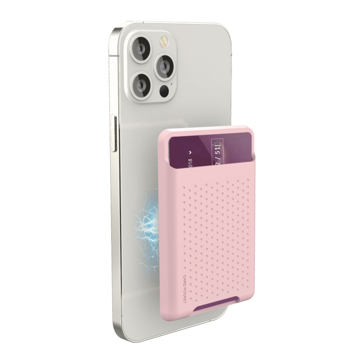 For iPhone 13 Series / iPhone 12 Series Silicone Wallet Pouch Card Case Anti-degaussing Card Holder Magsafing Magnetic Sticker(Pink) - Adhesive Card Holders by buy2fix | Online Shopping UK | buy2fix