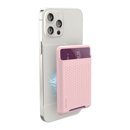 For iPhone 13 Series / iPhone 12 Series Silicone Wallet Pouch Card Case Anti-degaussing Card Holder Magsafing Magnetic Sticker(Pink) - Adhesive Card Holders by buy2fix | Online Shopping UK | buy2fix