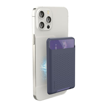 For iPhone 13 Series / iPhone 12 Series Silicone Wallet Pouch Card Case Anti-degaussing Card Holder Magsafing Magnetic Sticker(Blue) - Adhesive Card Holders by buy2fix | Online Shopping UK | buy2fix