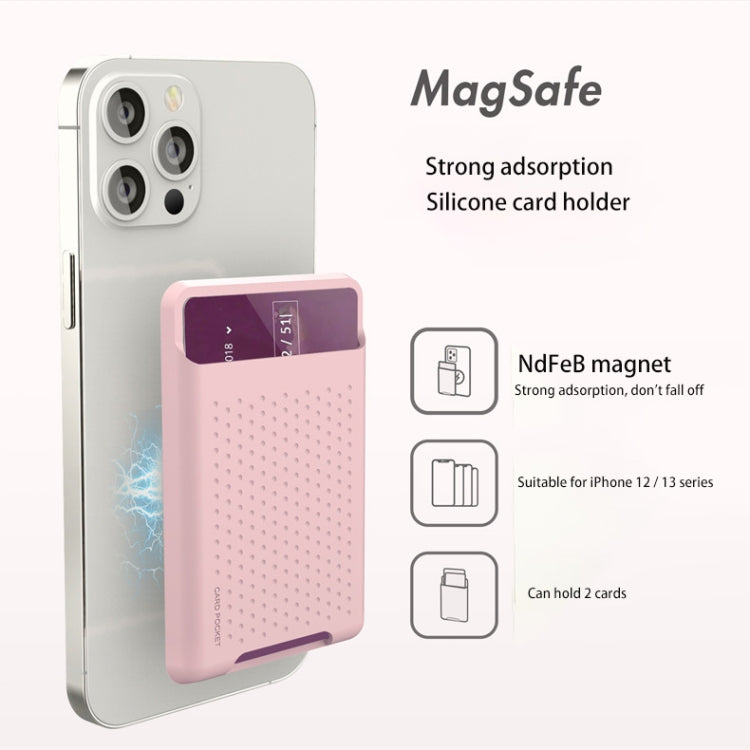 For iPhone 13 Series / iPhone 12 Series Silicone Wallet Pouch Card Case Anti-degaussing Card Holder Magsafing Magnetic Sticker(Pink) - Adhesive Card Holders by buy2fix | Online Shopping UK | buy2fix