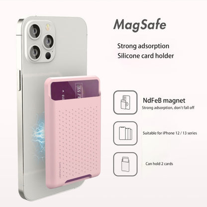 For iPhone 13 Series / iPhone 12 Series Silicone Wallet Pouch Card Case Anti-degaussing Card Holder Magsafing Magnetic Sticker(Pink) - Adhesive Card Holders by buy2fix | Online Shopping UK | buy2fix
