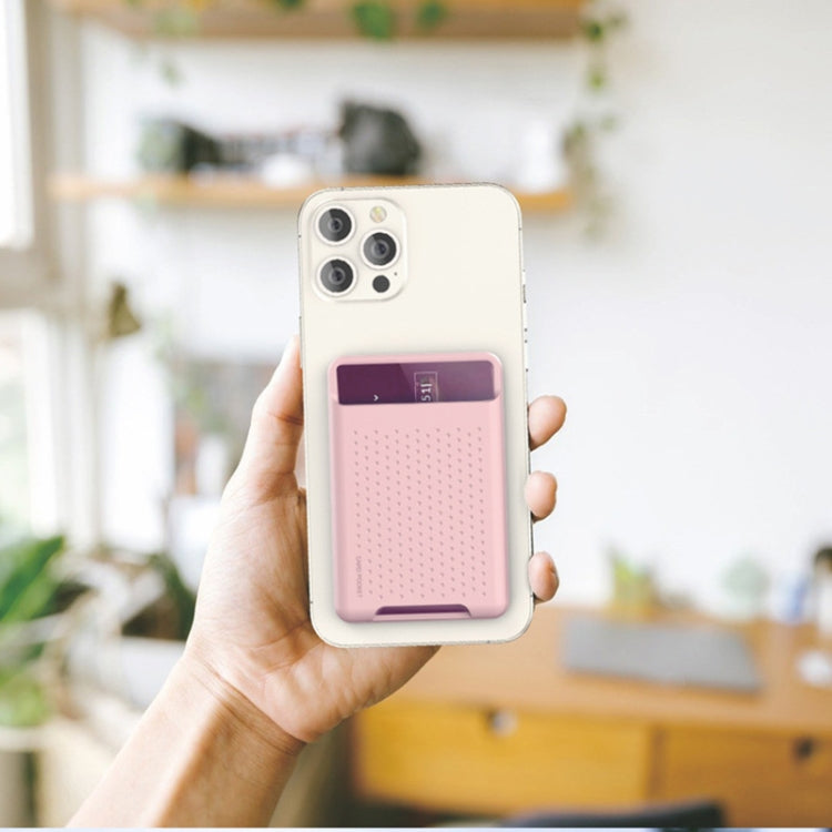 For iPhone 13 Series / iPhone 12 Series Silicone Wallet Pouch Card Case Anti-degaussing Card Holder Magsafing Magnetic Sticker(Pink) - Adhesive Card Holders by buy2fix | Online Shopping UK | buy2fix