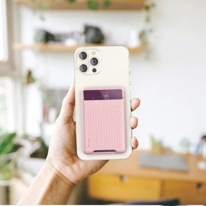 For iPhone 13 Series / iPhone 12 Series Silicone Wallet Pouch Card Case Anti-degaussing Card Holder Magsafing Magnetic Sticker(Pink) - Adhesive Card Holders by buy2fix | Online Shopping UK | buy2fix