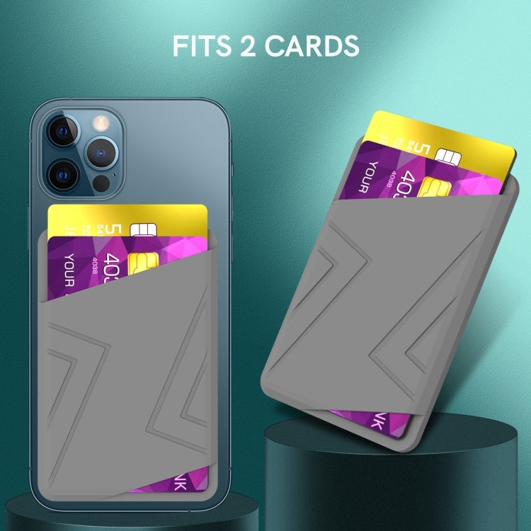 For iPhone 13 Series / iPhone 12 Series Silicone Wallet Pouch Card Case Magsafing Card Holder(Grey) - Adhesive Card Holders by buy2fix | Online Shopping UK | buy2fix