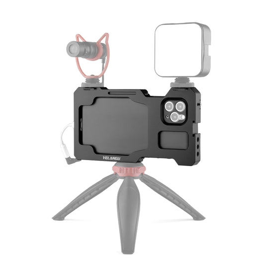 For iPhone 11 Pro Max YELANGU C23 Video Camera Cage Stabilizer with PC Case (Black) - iPhone 11 Pro Max Cases by YELANGU | Online Shopping UK | buy2fix
