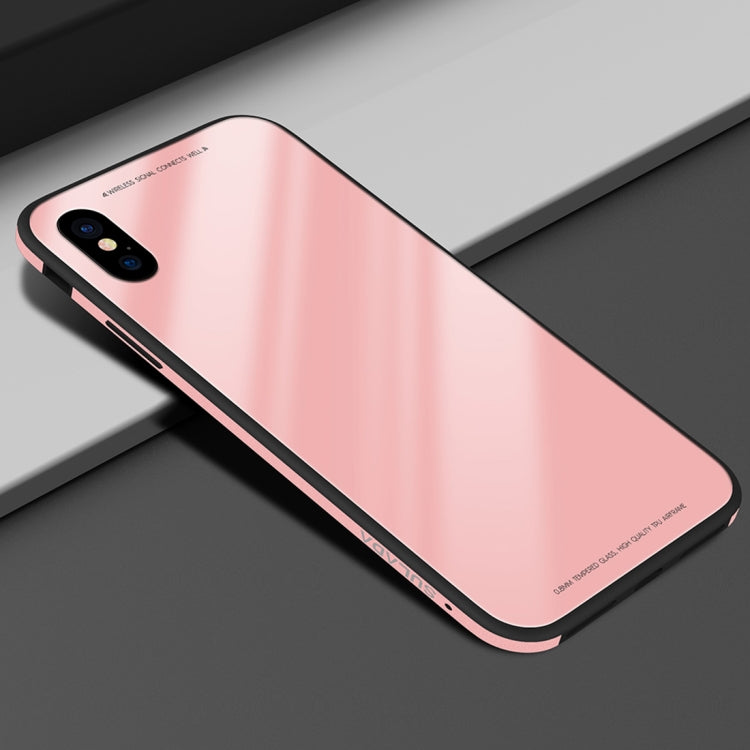 For iPhone XS Max SULADA Metal Frame Toughened Glass Case (Pink) - More iPhone Cases by SULADA | Online Shopping UK | buy2fix