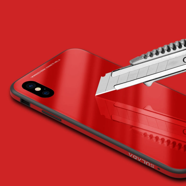 For iPhone XS Max SULADA Metal Frame Toughened Glass Case (Pink) - More iPhone Cases by SULADA | Online Shopping UK | buy2fix