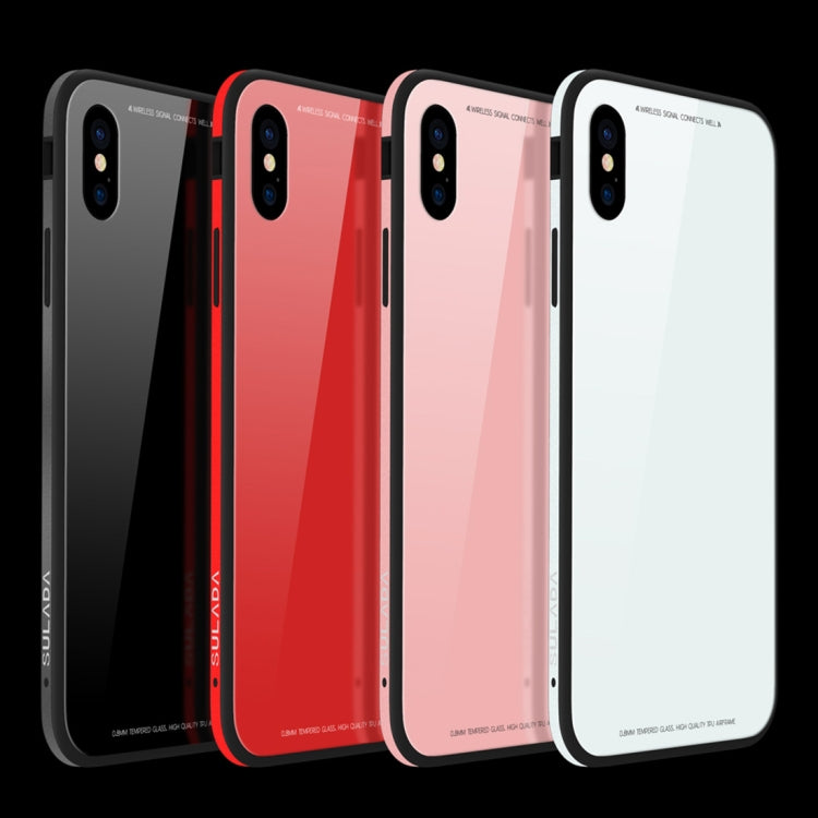 For iPhone XS Max SULADA Metal Frame Toughened Glass Case (Pink) - More iPhone Cases by SULADA | Online Shopping UK | buy2fix