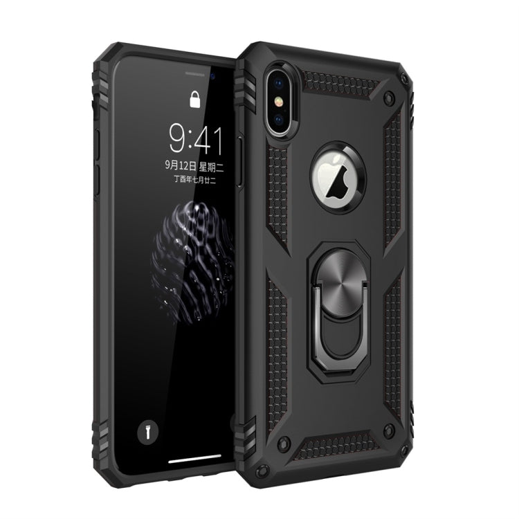 For iPhone XS Max Sergeant Armor Shockproof TPU + PC Protective Case with 360 Degree Rotation Holder (Black) by buy2fix