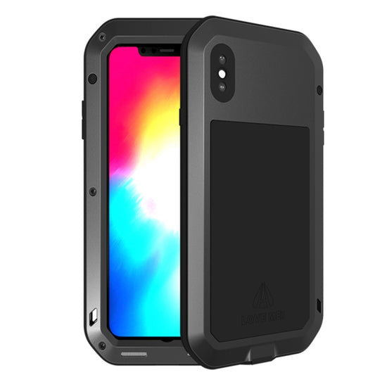 For iPhone XS Max LOVE MEI Powerful Dustproof Shockproof Anti-slip Metal + Silicone Combination Case(Black) by LOVE MEI