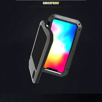 For iPhone XS Max LOVE MEI Powerful Dustproof Shockproof Anti-slip Metal + Silicone Combination Case(Black) by LOVE MEI