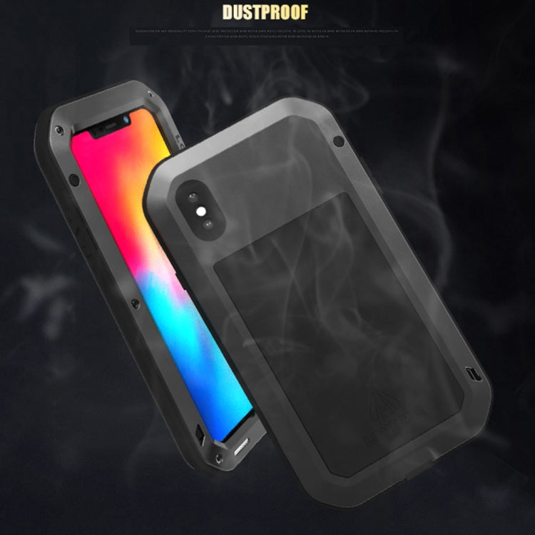 For iPhone XS Max LOVE MEI Powerful Dustproof Shockproof Anti-slip Metal + Silicone Combination Case(Black) by LOVE MEI