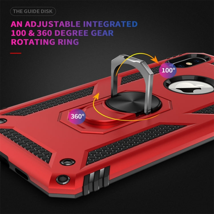 For iPhone XS Max Armor Shockproof TPU + PC Protective Case with 360 Degree Rotation Holder (Red) by buy2fix