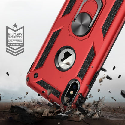 For iPhone XS Max Armor Shockproof TPU + PC Protective Case with 360 Degree Rotation Holder (Red) by buy2fix