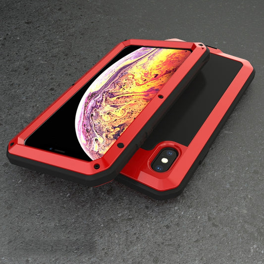 For iPhone XS Max Waterproof Dustproof Shockproof Aluminum Alloy + Tempered Glass + Silicone Case (Red) - More iPhone Cases by buy2fix | Online Shopping UK | buy2fix