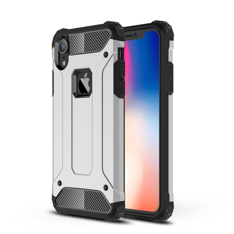 For iPhone XR TPU + PC Armor Combination Back Cover Case(Silver) by buy2fix