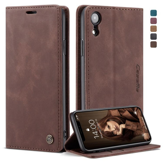 For iPhone XR CaseMe-013 Multifunctional Retro Frosted Horizontal Flip Leather Case with Card Slot & Holder & Wallet(Coffee) - More iPhone Cases by CaseMe | Online Shopping UK | buy2fix