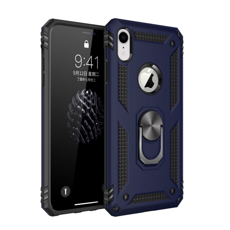 For iPhone XR Sergeant Armor Shockproof TPU + PC Protective Case with 360 Degree Rotation Holder (Blue) by buy2fix