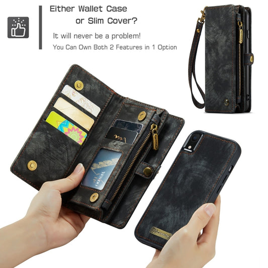 For iPhone XR CaseMe Detachable Multifunctional Horizontal Flip Leather Case with Card Slot & Holder & Zipper Wallet & Photo Frame (Black) - More iPhone Cases by CaseMe | Online Shopping UK | buy2fix