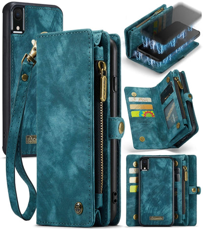 For iPhone XR CaseMe Detachable Multifunctional Horizontal Flip Leather Case with Card Slot & Holder & Zipper Wallet & Photo Frame (Blue) - More iPhone Cases by CaseMe | Online Shopping UK | buy2fix