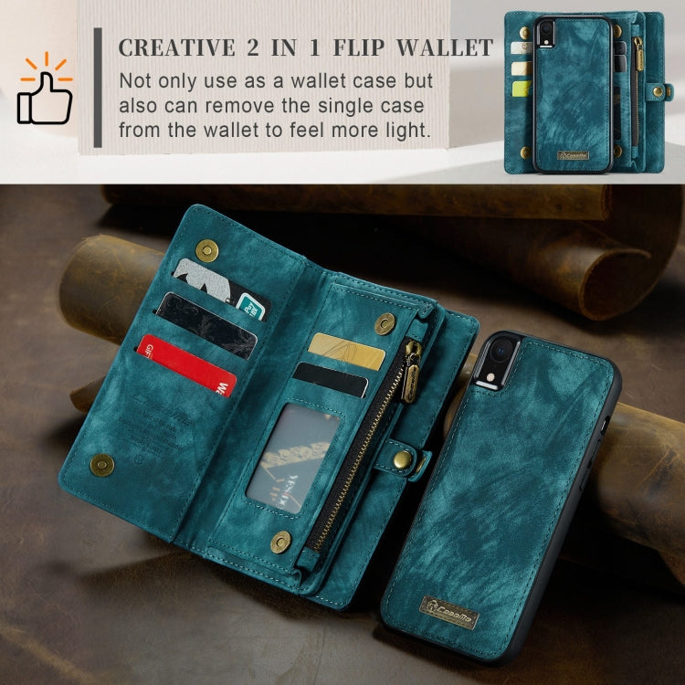 For iPhone XR CaseMe Detachable Multifunctional Horizontal Flip Leather Case with Card Slot & Holder & Zipper Wallet & Photo Frame (Blue) - More iPhone Cases by CaseMe | Online Shopping UK | buy2fix