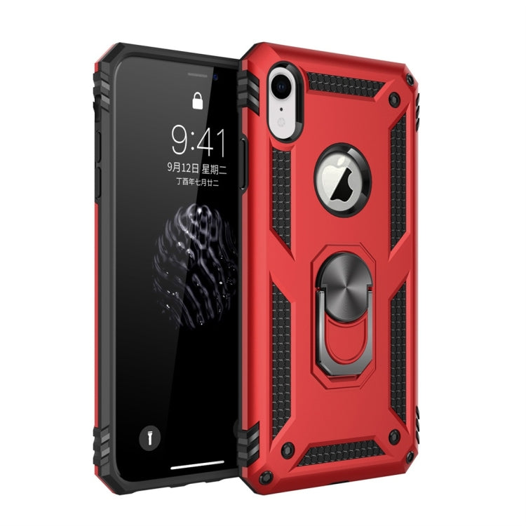 For iPhone XR Armor Shockproof TPU + PC Protective Case with 360 Degree Rotation Holder (Red) by buy2fix
