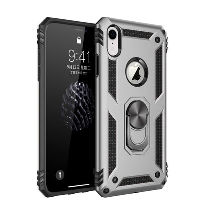For iPhone XR Armor Shockproof TPU + PC Protective Case with 360 Degree Rotation Holder (Silver) by buy2fix